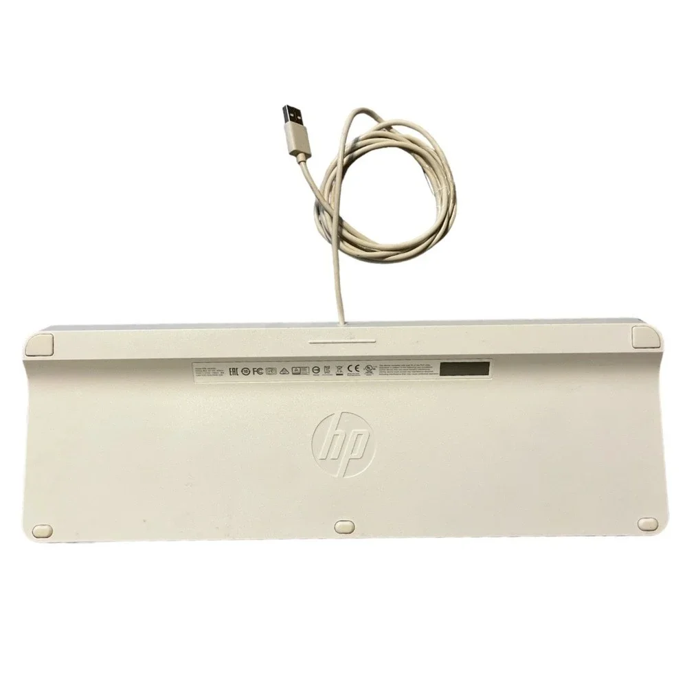 HP USB Multi Media Slim Wired White Keyboard for HP Laptop Desktop Computer